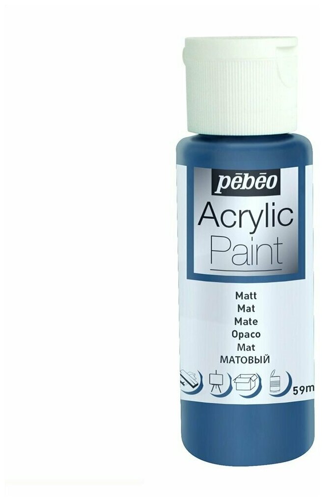 Краска акриловая Pebeo Acrylic Paint декоративная матовая (Синий шторм) 59 мл