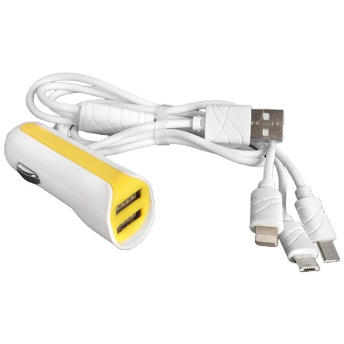 Автомобильное зарядное устройство SKYWAY 12V USB 2.1 А белый/желтый