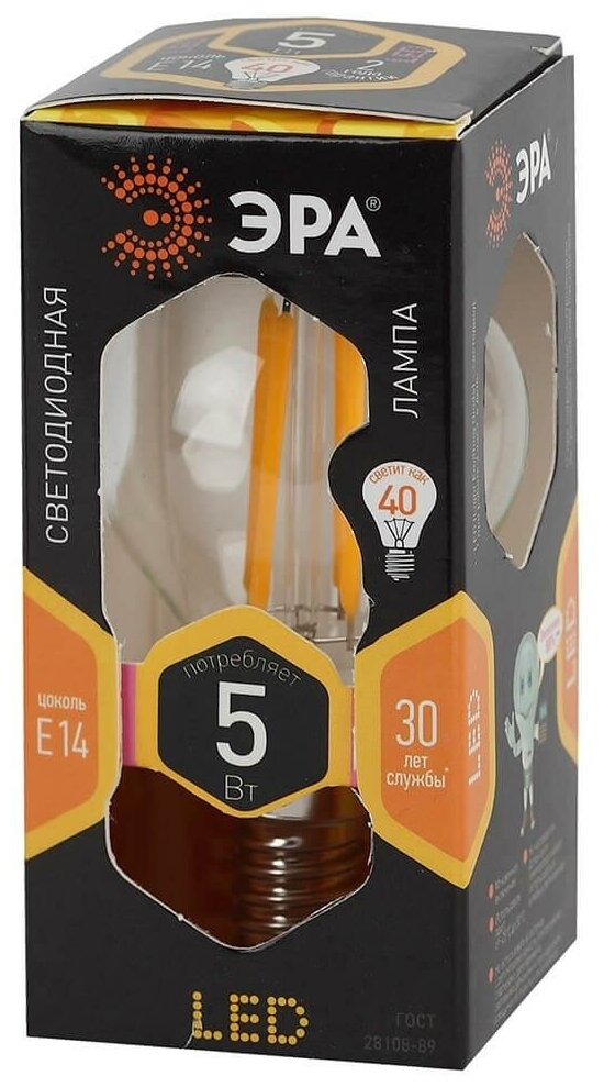 Лампа светодиодная «ЭРА» FLM LED 5-40W E14 теплый свет - фото №5