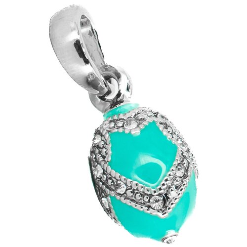 фото Подвеска "св" в стиле фаберже, узор "сердце" 1,6 см бирюзовая / серебристая
