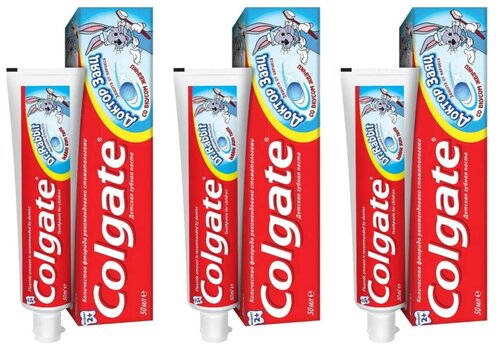 Colgate Детская зубная паста Доктор Заяц вкус жвачки 50 мл,3 шт