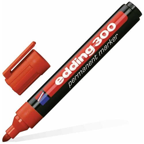 Маркер перманентный (нестираемый) Edding E-300 (1.5-3мм, круглый наконечник, красный) (E-300/2)