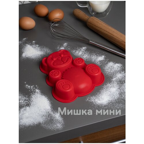 Форма для выпекания Мишка (силикон) Красный 18х15 см