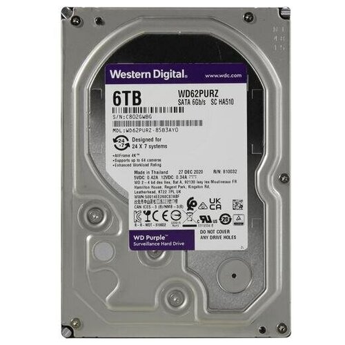 6 ТБ Внутренний жесткий диск Western Digital 6Tb Western Digital WD60PURX (WD60PURX) жесткий диск western digital wd60purx 6tb intellipower sataiii 3 5 hdd