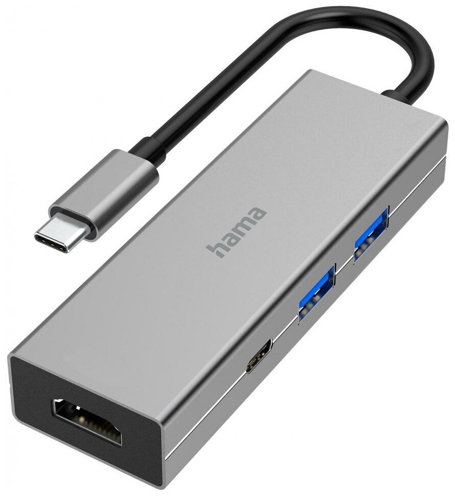Разветвитель USB-C Hama H-200107 4порт серый 00200107