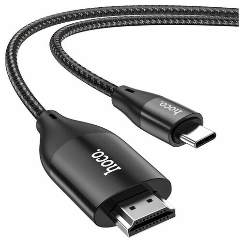 Переходник Hoco UA16 Type-C to HDMI HD on-screen cable, поддержка вывода HD 4K / 30 Гц, plug and play, 2 м, серый металик кабель аудио видео hd адаптер hoco ua16 type c to hdmi 2 м 4khd cерый черный