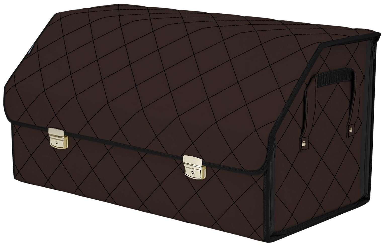 Органайзер-саквояж в багажник "Союз Премиум" (размер XL Plus). Цвет: коричневый с черной прострочкой Ромб.