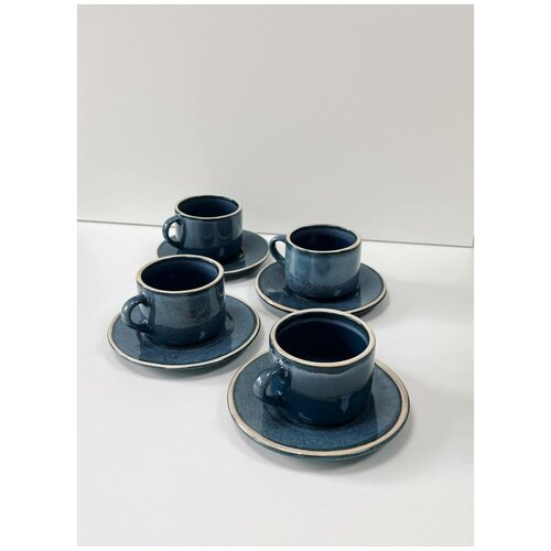 Чайный набор , Набор кофейных пар (фарфор) DISH, 4 шт., 200мл
