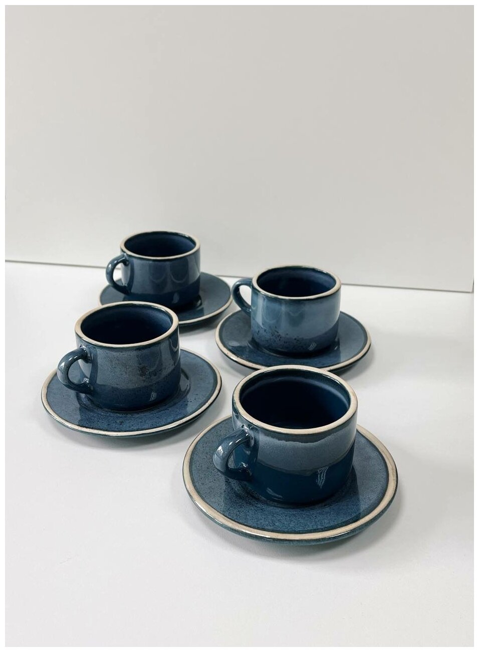 Чайный набор , Набор кофейных пар (фарфор) DISH, 4 шт, 200мл