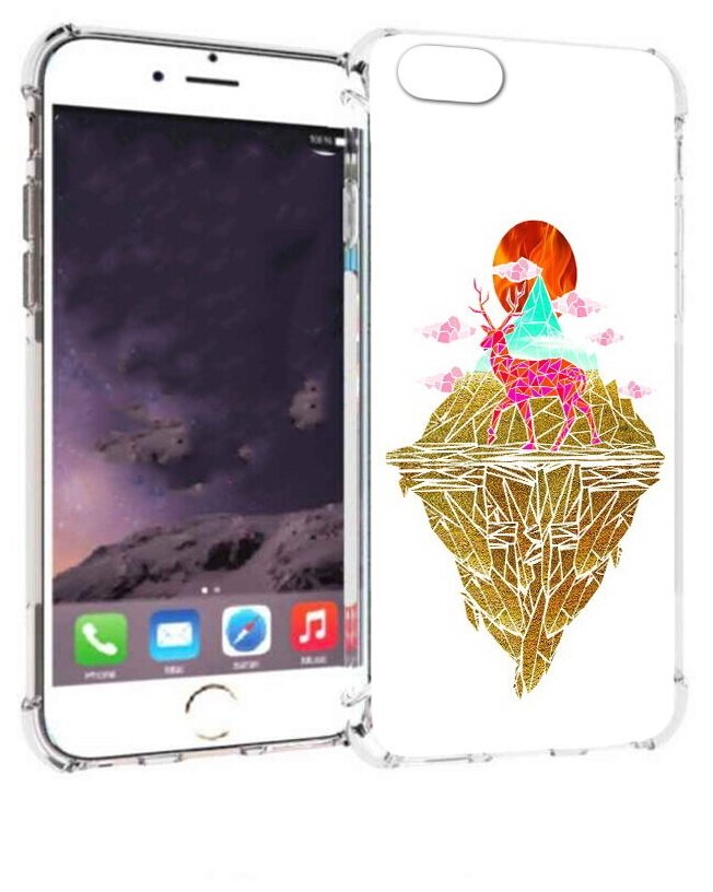 Чехол задняя-панель-накладка-бампер MyPads розовый олень абстракция для iPhone 6/6S 4.7 противоударный