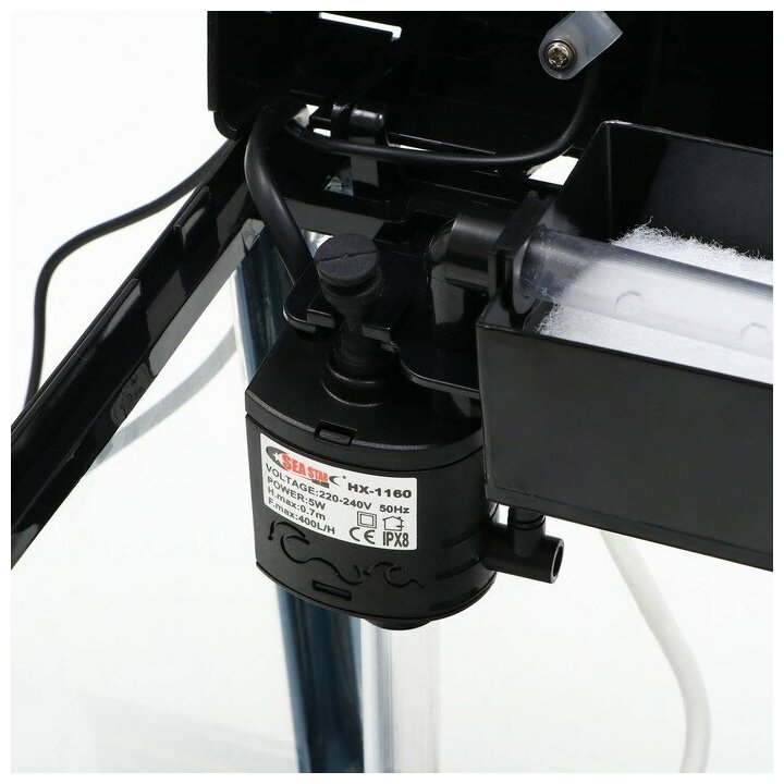 Аквариум SeaStar HX-240F в комплекте: LED-лампа, фильтр, 10 л, черный 2813294 - фотография № 8