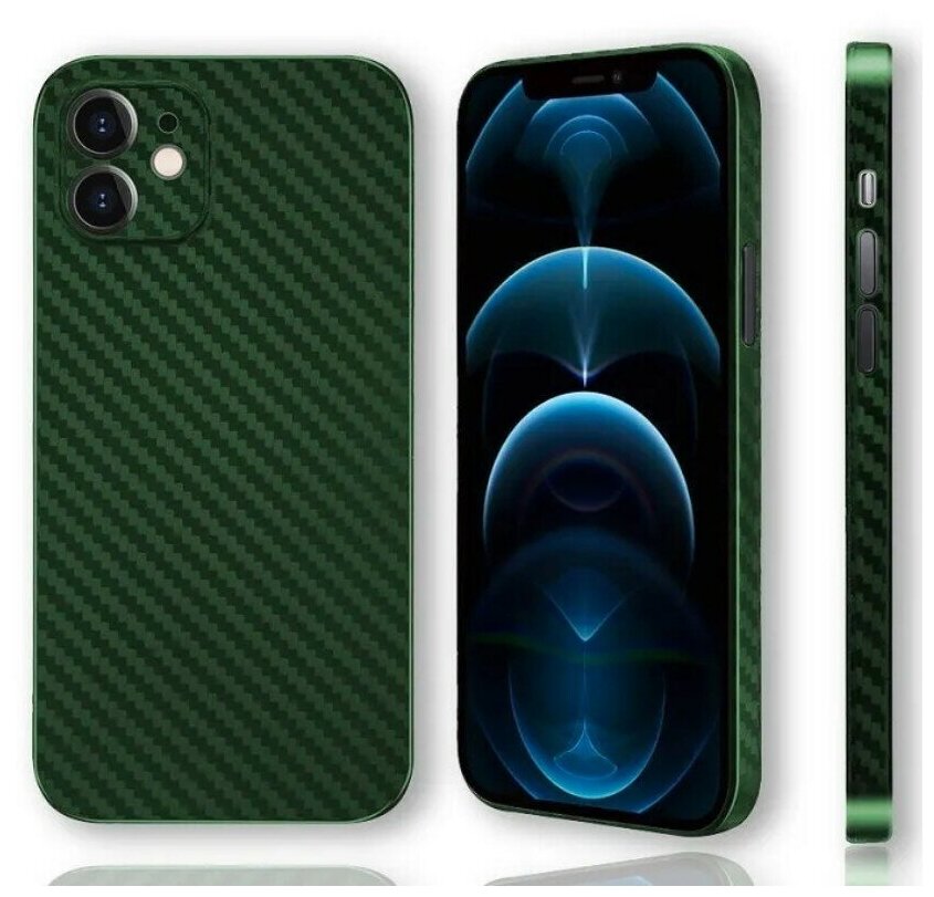 Чехол на айфон 12 6.1 зеленый / Ультратонкий для apple iPhone 12 Carbone темно-зеленый K-DOO/KZDOO ORIGINAL