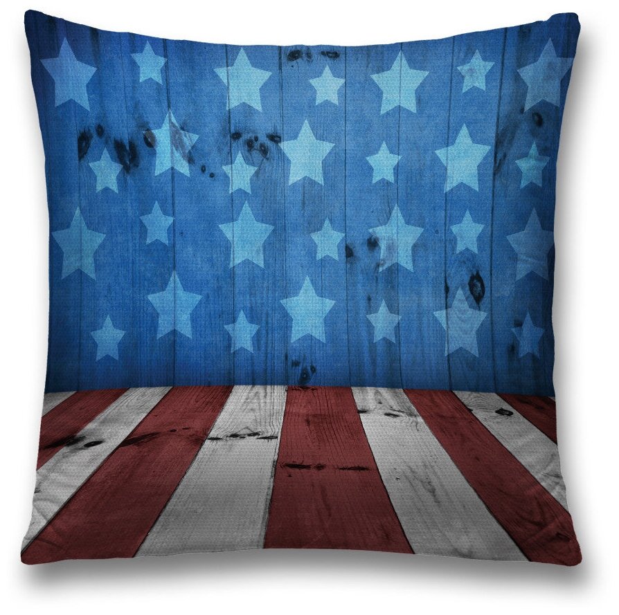 Наволочка декоративная JoyArty "Флаг Америки на досках" на молнии, 45x45 см