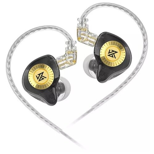 Спортивные игровые проводные наушники KZ EDX-Ultra HIFI с бассами шумоподавлением и микрофоном - черные 122200₽