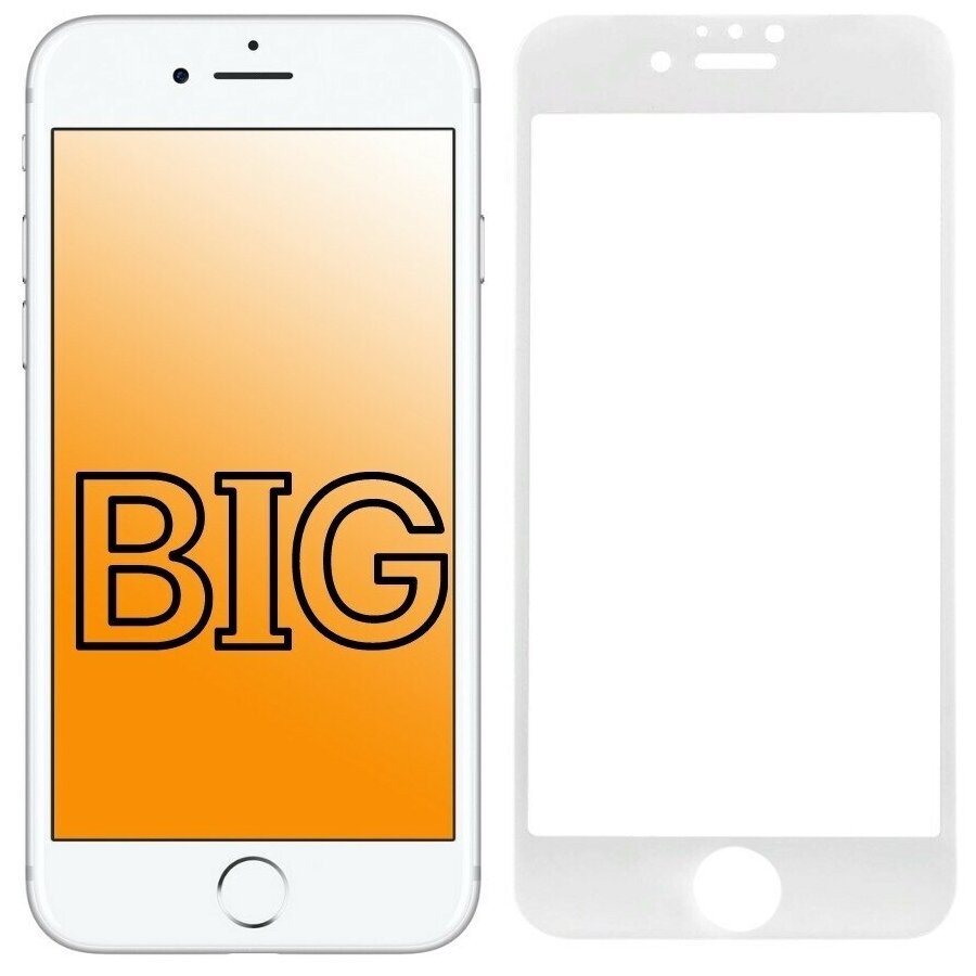 Защитное стекло для iPhone 7 и iPhone 8 с белой рамкой / Стекло на айфон 7 и айфон 8 (в комплекте 2 стекла)