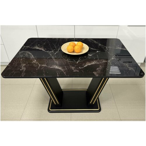 Стол обеденный Денвер раздвижной, 120 х 80 х 75, Галакси/золото черный