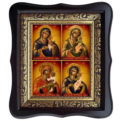 Четырехчастная икона Божьей Матери на холсте: Долинская, Виленская, Далматская, Венская.