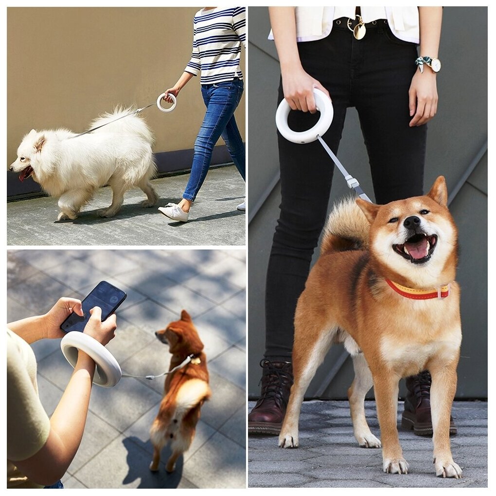 Поводок рулетка для собак Xiaomi Moestar UFO Retractable Leash 2 PLUS с фонариком и подсветкой евроверсия - фотография № 11