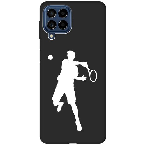 Матовый чехол Tennis W для Samsung Galaxy M53 5G / Самсунг М53 5г с 3D эффектом черный матовый чехол football w для samsung galaxy m53 5g самсунг м53 5г с 3d эффектом черный