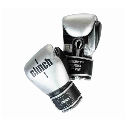 Перчатки боксерские Clinch Punch 2.0 серебристо-черные, 10 ун