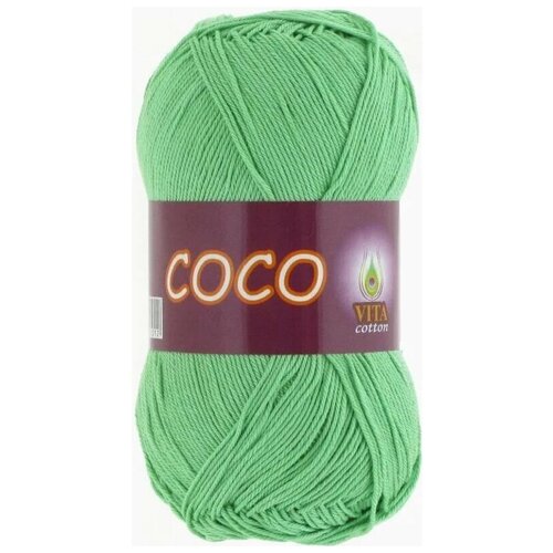 Пряжа хлопковая Vita Cotton Coco (Вита Коко) - 10 мотков, 4324 светло-зеленый, 100% мерсеризованный хлопок 240м/50г