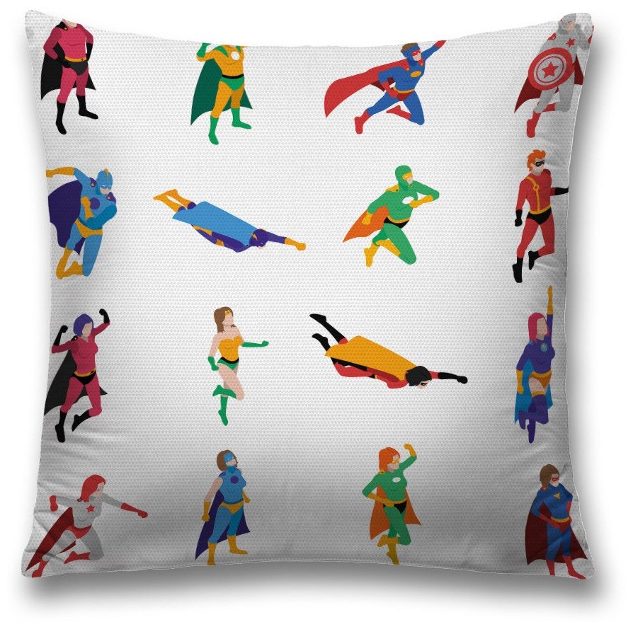 Наволочка декоративная на молнии, чехол на подушку JoyArty "Наклейки супергероев" 45х45 см