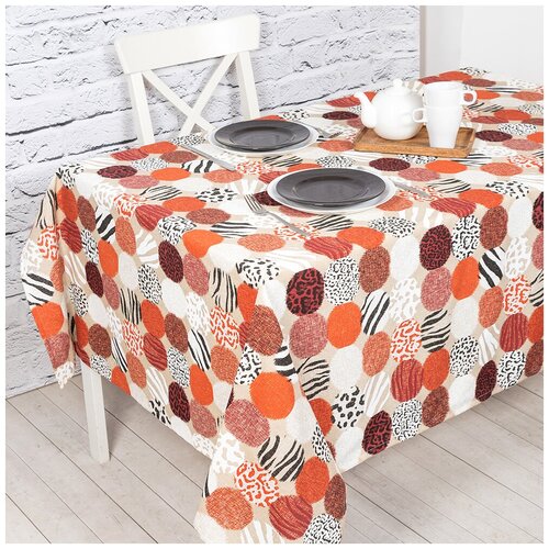 Скатерть кухонная прямоугольная на стол 170x220 Элементэри /Ткань хлопок-полиэстер для кухни, дома, дачи /Altali
