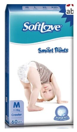 Трусики-подгузники Softlove Smart Pants M (6-9 кг) 60шт