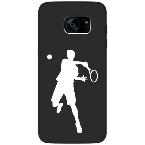 Матовый чехол Tennis W для Samsung Galaxy S7 Edge / Самсунг С7 Эдж с 3D эффектом черный силиконовый чехол на samsung galaxy s7 edge самсунг с7 эдж прозрачный