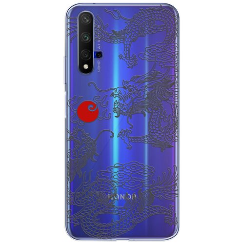 Силиконовый чехол Mcover на Honor 20 / Hauwei Nova 5T с рисунком Японский дракон инь / аниме силиконовый чехол mcover на honor 20 pro с рисунком японский дракон инь аниме