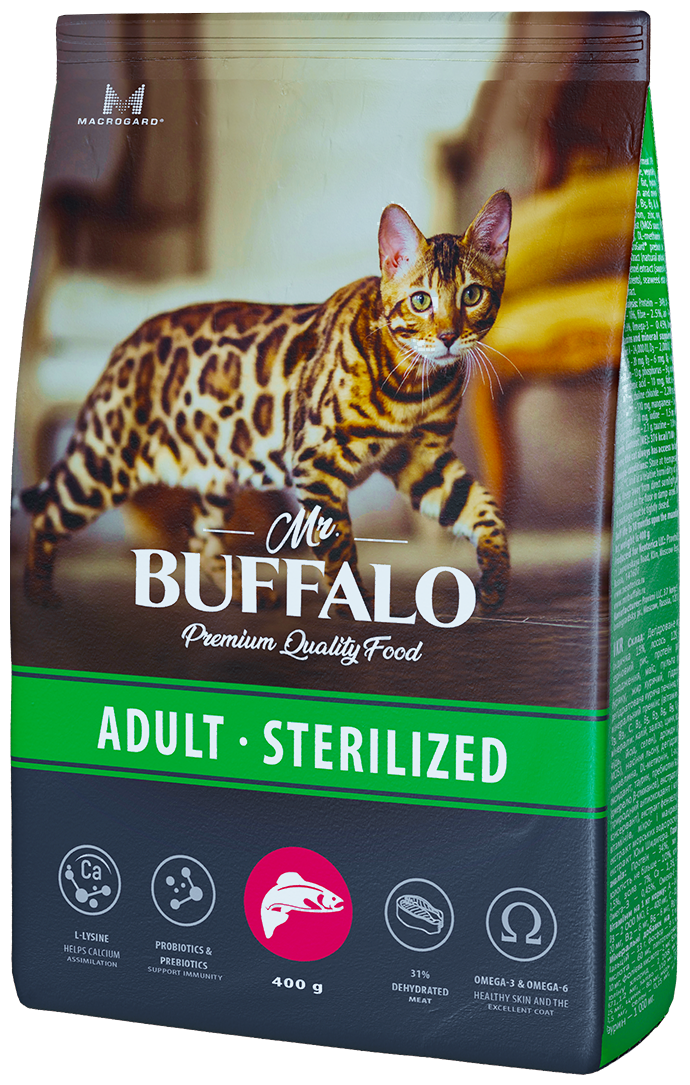 Mr.Buffalo Sterilized Корм для кошек (лосось) 400г