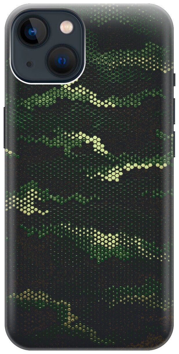 Силиконовый чехол на Apple iPhone 13 Mini / Эпл Айфон 13 мини с рисунком "Темно-зеленый камуфляж"