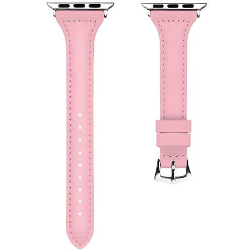 Тонкий кожаный ремешок для Apple Watch 42/44/45 мм, iGrape (Розовый)
