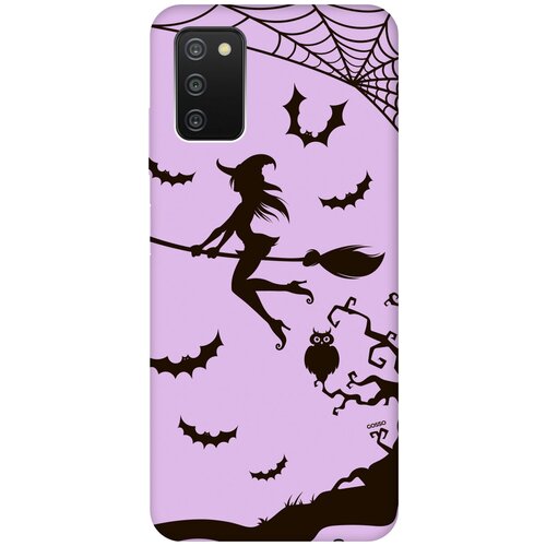 Силиконовый чехол на Samsung Galaxy A03s, Самсунг А03с Silky Touch Premium с принтом Witch on a Broomstick сиреневый силиконовый чехол на samsung galaxy a03 самсунг а03 silky touch premium с принтом witch on a broomstick красный