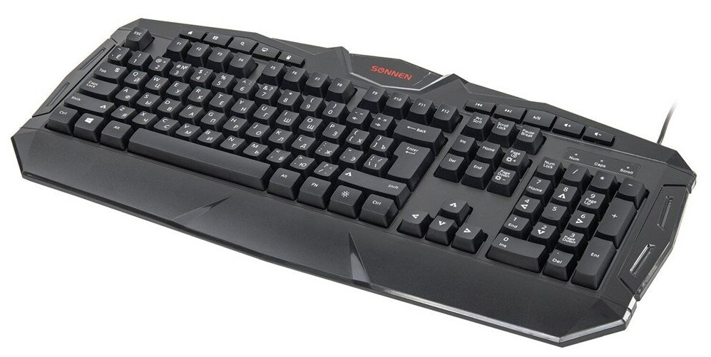 Клавиатура проводная игровая SONNEN Q9M USB 104 клавиши 10 мультимедийных RGB черная 513511