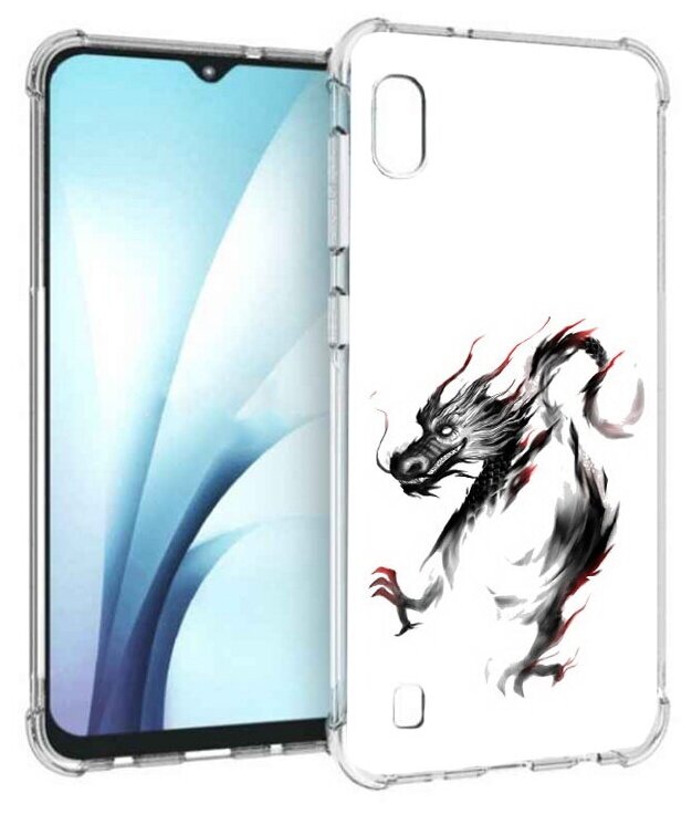 Чехол задняя-панель-накладка-бампер MyPads черный дракон для Samsung Galaxy A10 SM-A105F (2019) противоударный