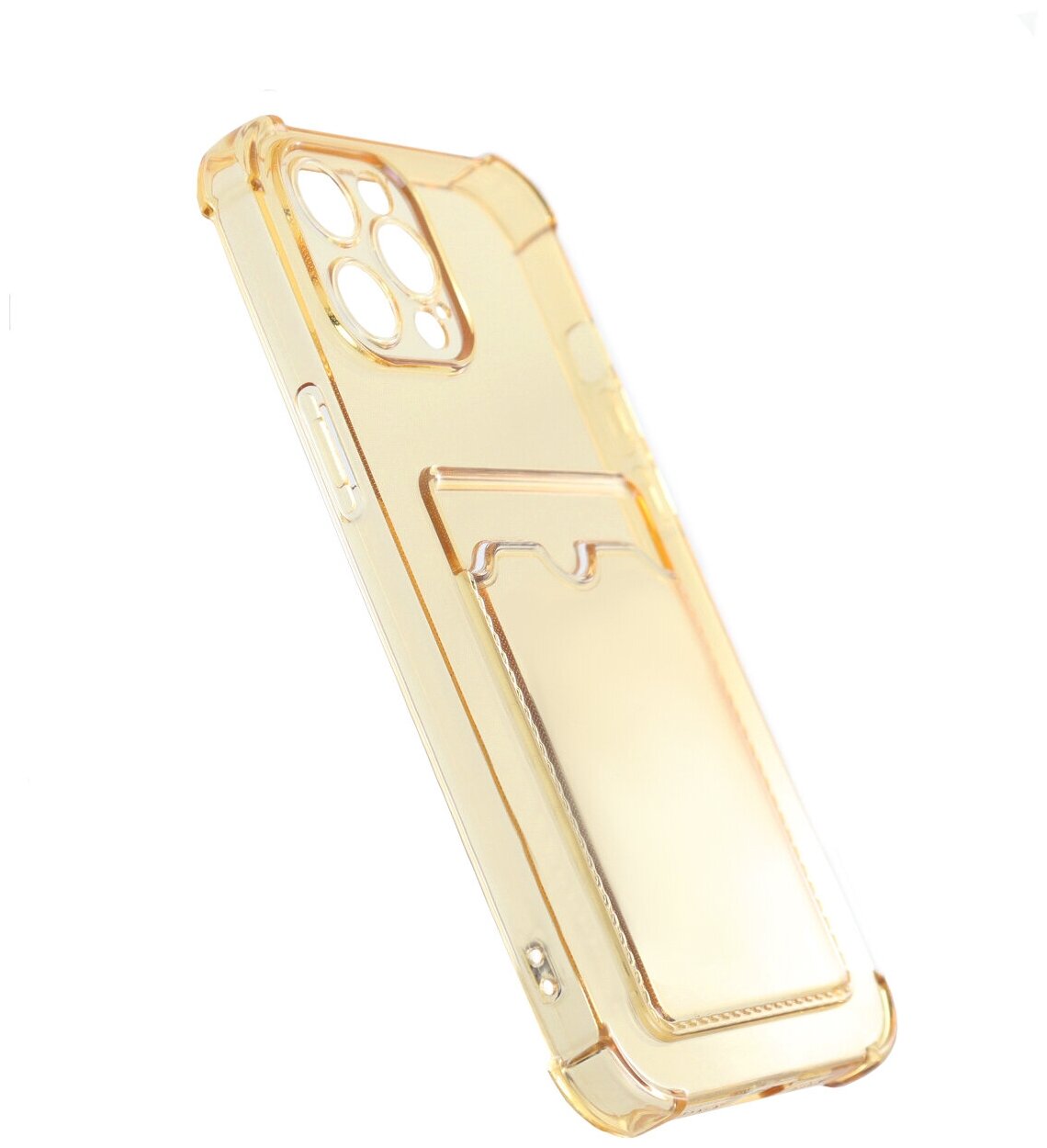 Чехол защитный усиленный TPU LuxCase для Apple iPhone 12 Pro Max, Прозрачно-золо - фото №3