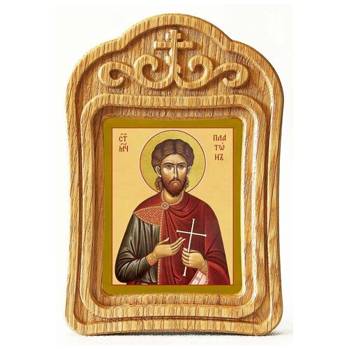 Мученик Платон Анкирский, икона в резной деревянной рамке мученик евгений севастийский икона в резной деревянной рамке