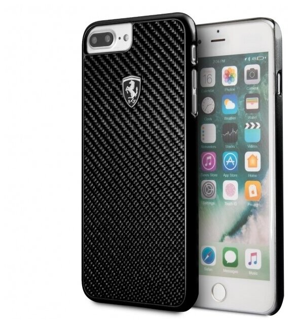 Ferrari для iPhone 7+/8+ Heritage Real carbon Hard Black