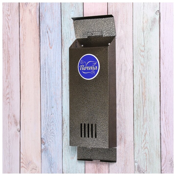 Ящик почтовый без замка (с петлёй), вертикальный, «Узкий», бронзовый - фотография № 3