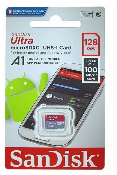 128Gb - SanDisk Ultra Micro Secure Digital XC UHS-I SDSQUNR-128G-GN6MN (Оригинальная!)