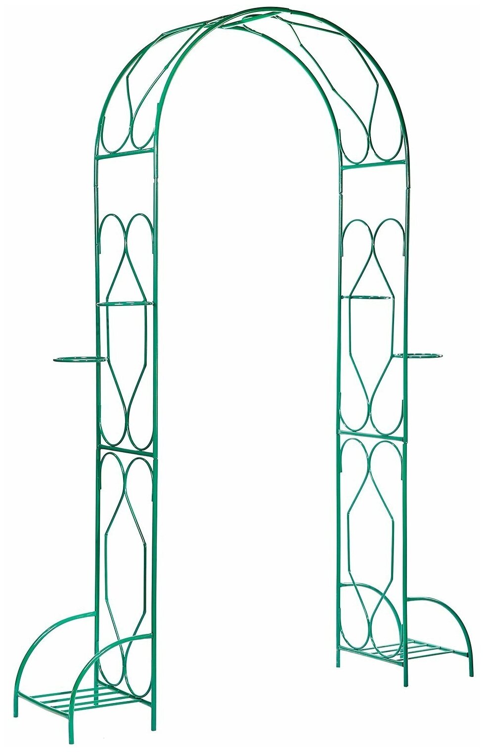 Арка садовая металлическая для растений (для сада) Ромб разборная с чашами для горшков зеленая, 240х170х40см. - фотография № 1
