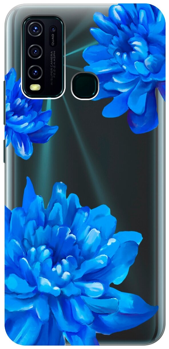 Силиконовый чехол на Vivo Y30, Виво У30 с 3D принтом "Amazing Asters" прозрачный