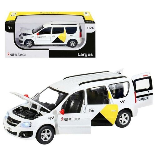 Машина металлическая «Lada Largus Яндекс Такси» 1:24, открываются двери, капот, озвученная, цвет белый машина lada largus спорт технопарк