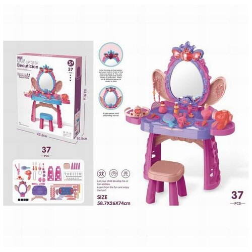 фото Детский туалетный столик со стульчиком, со светом и звуком / набор стилиста / салон красоты / детское трюмо 8224ac/bc китай