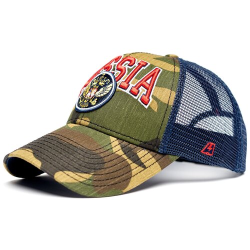 фото Бейсболка atributika & club, размер 55-58, синий, зеленый