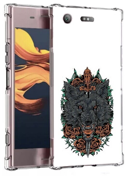 Чехол задняя-панель-накладка-бампер MyPads красивый злой волк для Sony Xperia XZ1 Compact G8441 противоударный