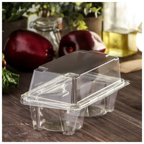 Контейнер одноразовый с неразъемной крышкой ПР-ПК62С2 на 2 кекса, 18,8x13,8 см, 200 шт/уп./В упаковке шт: 200