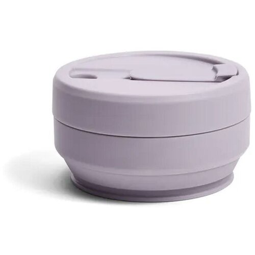 Многоразовый складной стакан STOJO с крышкой для кофе с собой из пищевого силикона / Стакан для кофе / Кружка для кофе 470 мл, цвет Lilac