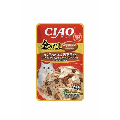 INABA CIAO Влажный корм для кошек Тунец Магуро и тунец Кацуо с палтусом 60 г, 6 шт